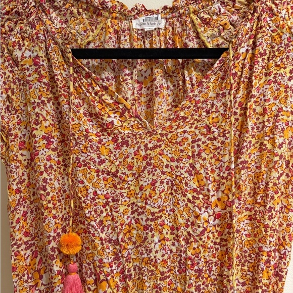 Poupette St. Barth Mini Dress Triny Ruffled Yellow Glory Size Small - Picture 6 of 10